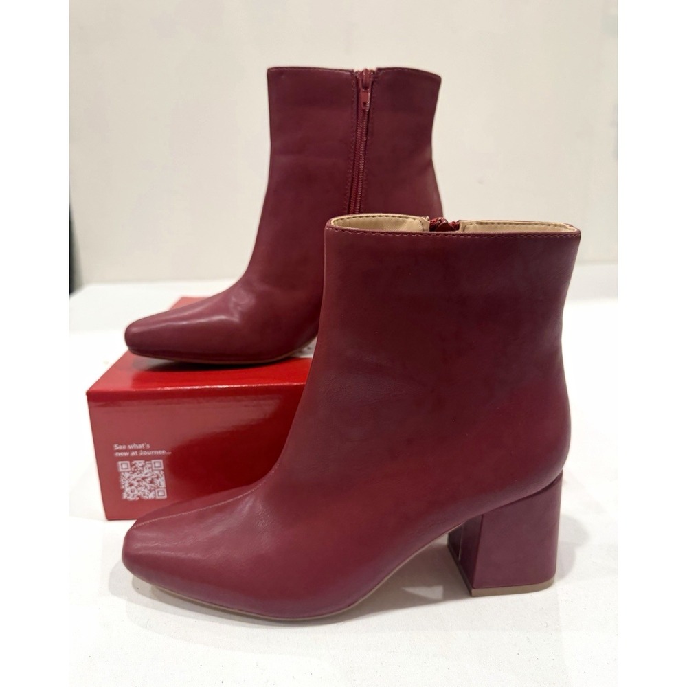 Journee Collection Haylinn burgundy Square Toe Zip Ankle Boots Booties Women's 7